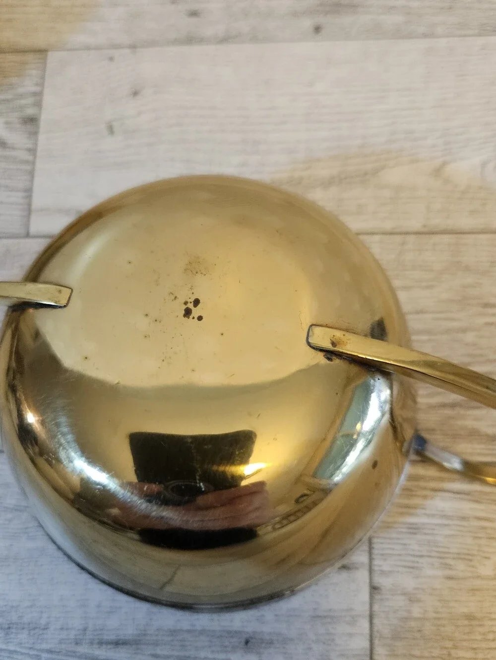 Vintage Creamer & Sugar Bowl 2 Pieces Gold Tone With Decorative Black Border